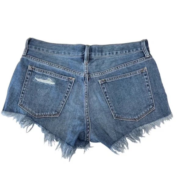 Free People Denim Cutoff Shorts We the Free Destructed Frayed Hem Indigo… - Picture 12 of 14